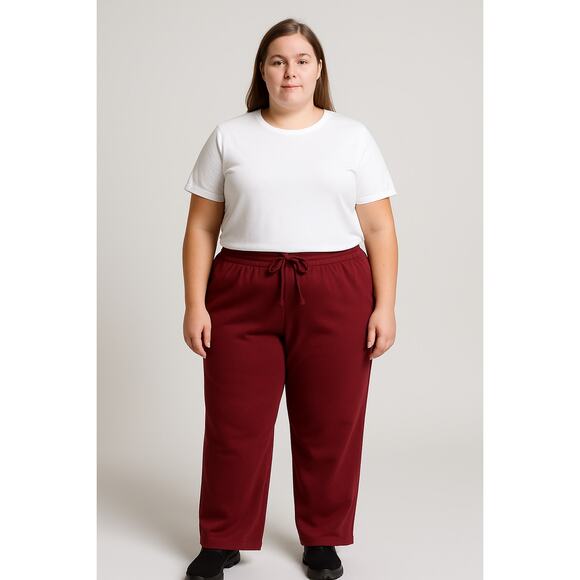 Laura Scott Women's Plus Fleece Sweatpants - Size 2X - Burgundy - NWT - Picture 1 of 6